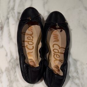 Sam Edelman Black Leather Bow Ballet Flats